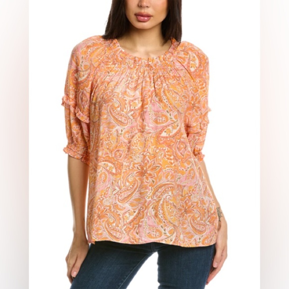 Nanette Lepore Ruffle Floral Paisley Top Blouse‎ Small